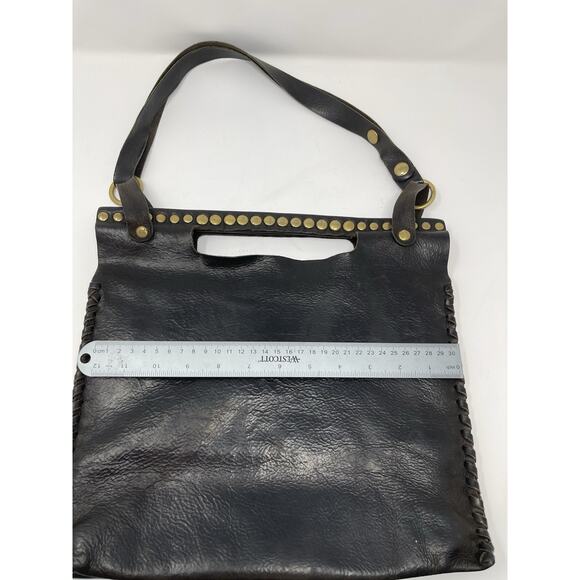 Paolo Angelucci Leather Black Brass Hardwear Studded Tote Bag Retail $400.00 - Picture 13 of 16